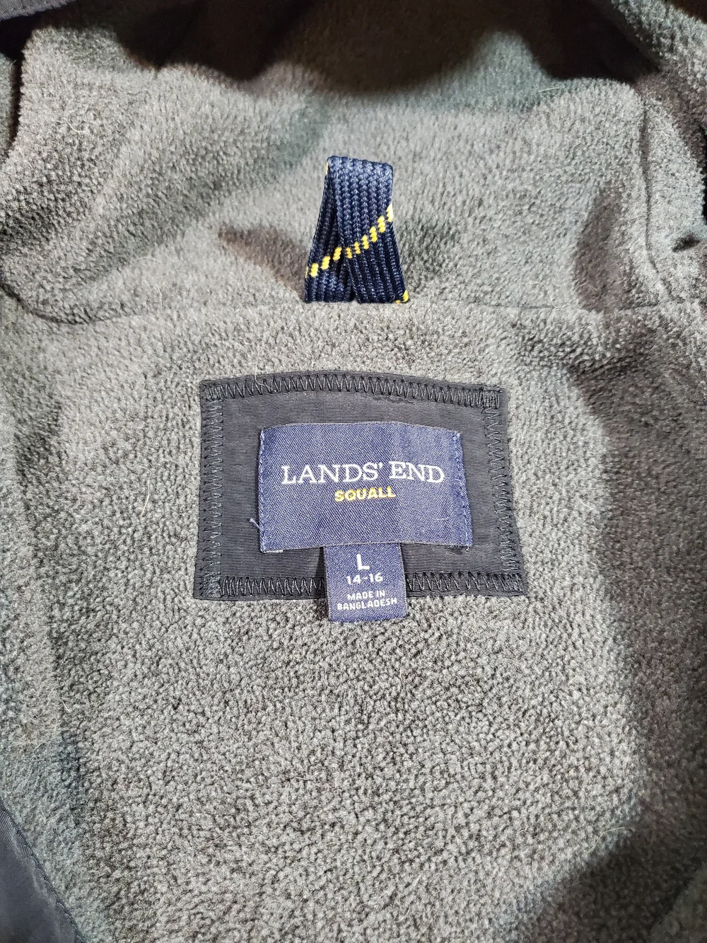 Lands' End Boys Squall Hooded Winter Coat Black Gray L 14/16 Waterproof